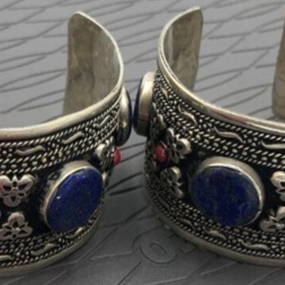 Single Afghani Vintage Stones and Beads Cuff Bracelets, Handcrafted Bracelets, - Picture 4 of 8